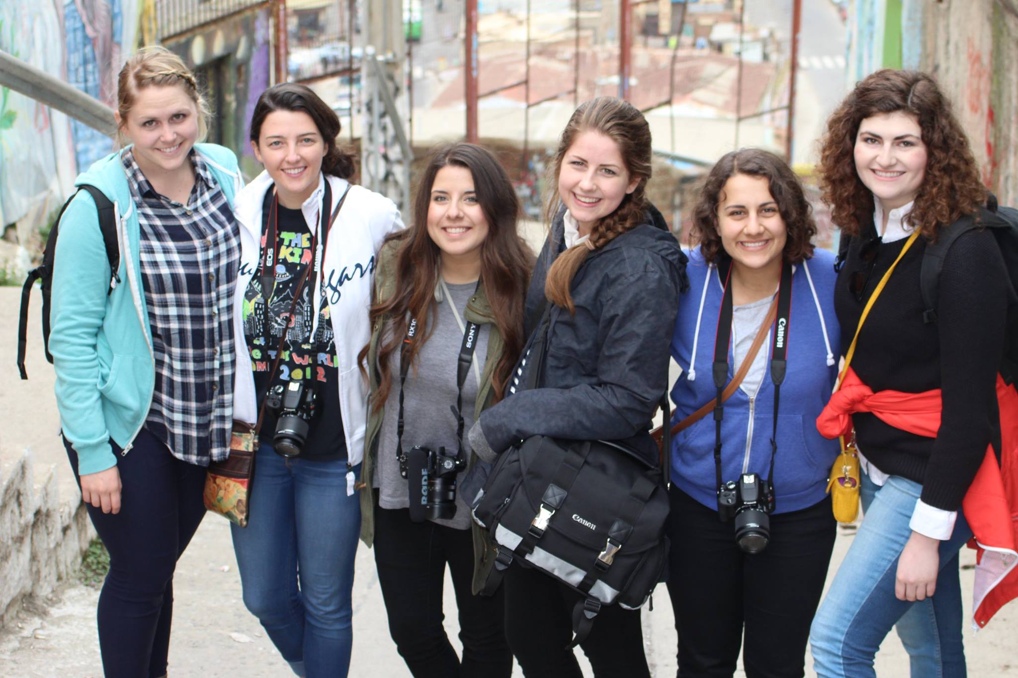 Students in Chile. From left to right: Jaylen Bohman, Liesl Nielsen, Victoria Estrada, Kjersten Johnson, Jasmine Harouny and Cassidy Hansen