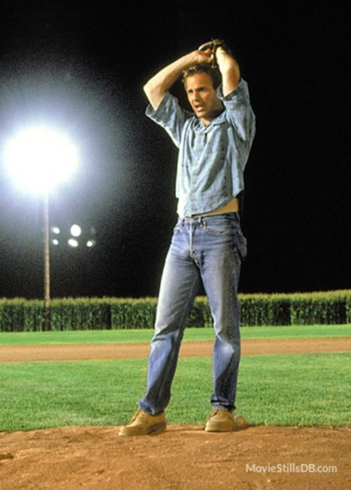 Ray Kinsella (Kevin Costner), in "Field of Dreams" builds a neighborhood baseball diamond. 