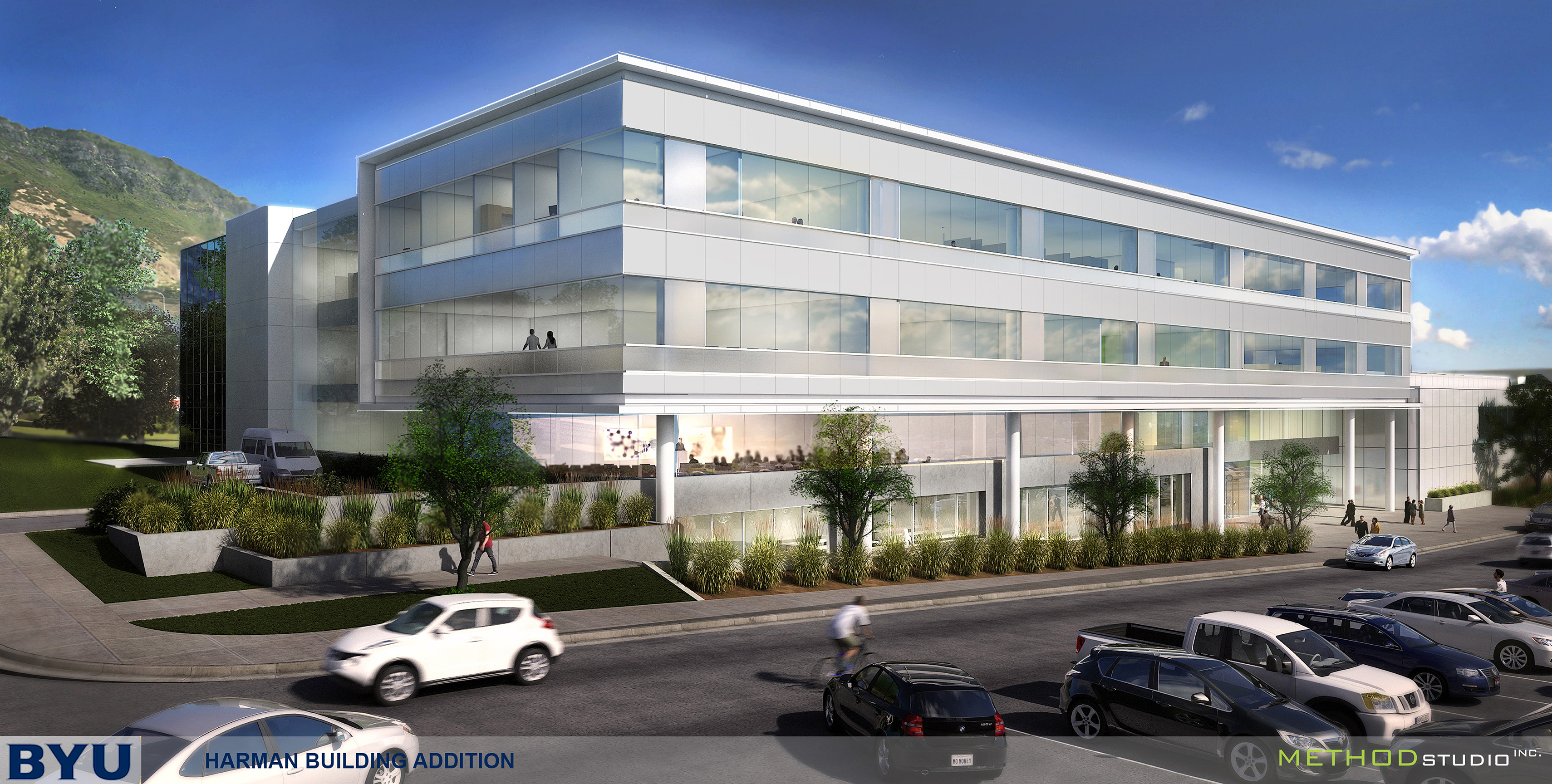Rendering of the new addition to the Harman Building. (BYU)