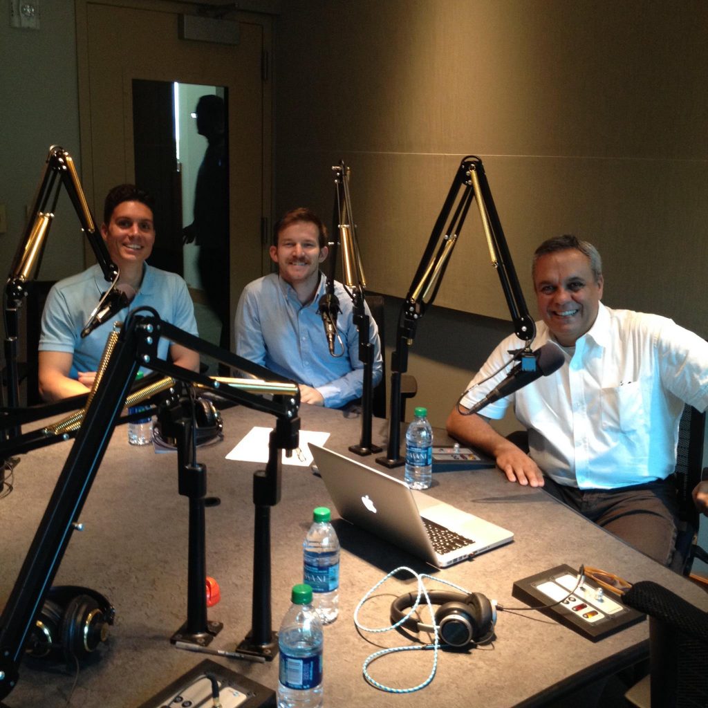 Edoardo Geurra, Kenny Baldwin, and Massimiliano Frani on a radio show called Thinking Aloud on BYU Radio 