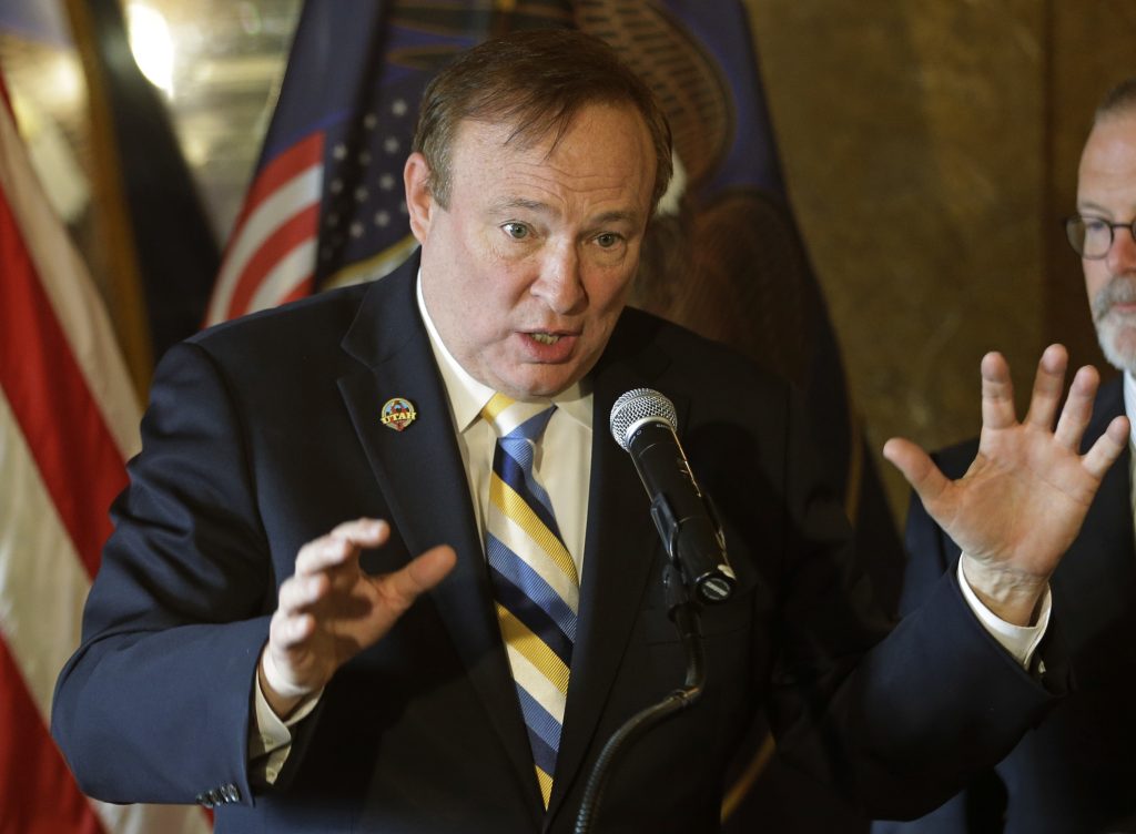 Democratic state Sen. Jim Dabakis, speaks during a news conference in Salt Lake City last January. Dabakis, who traveled with his partner to Iran in the summer of 2016, has set off a firestorm in Islamic Republic. (AP Photo/Rick Bowmer, File)