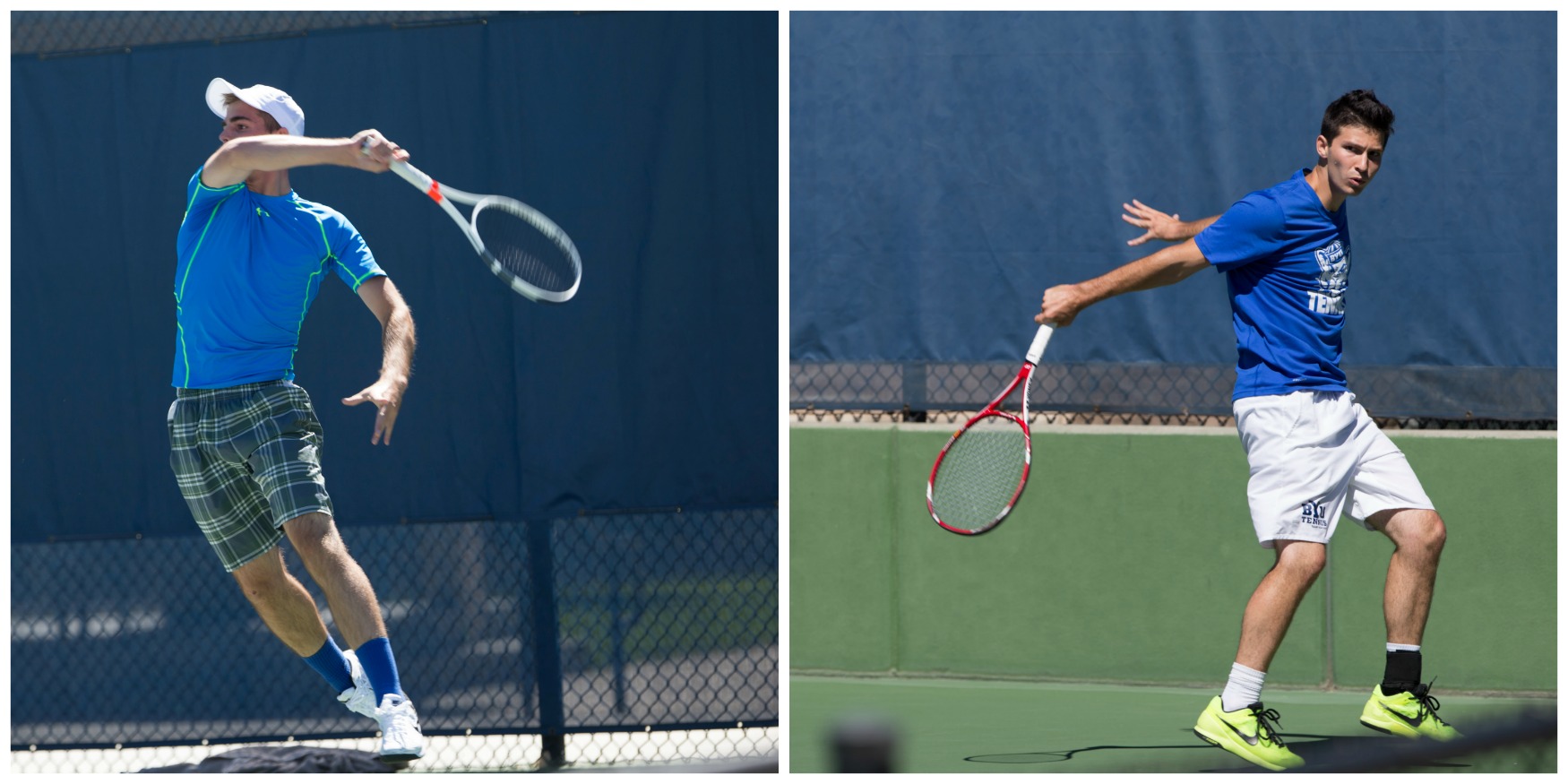 Sam Tullis (left) and Matt Pearce (right) competing in the Fall Tennis Classic. (Gian Luca Cuestas)