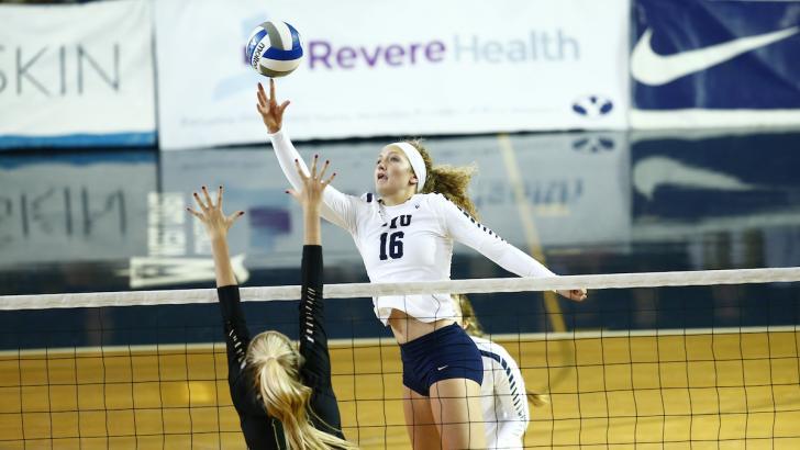 Whitney Young Howard connects with a ball during the DC Sports Koehl Classic. (BYU Photo)