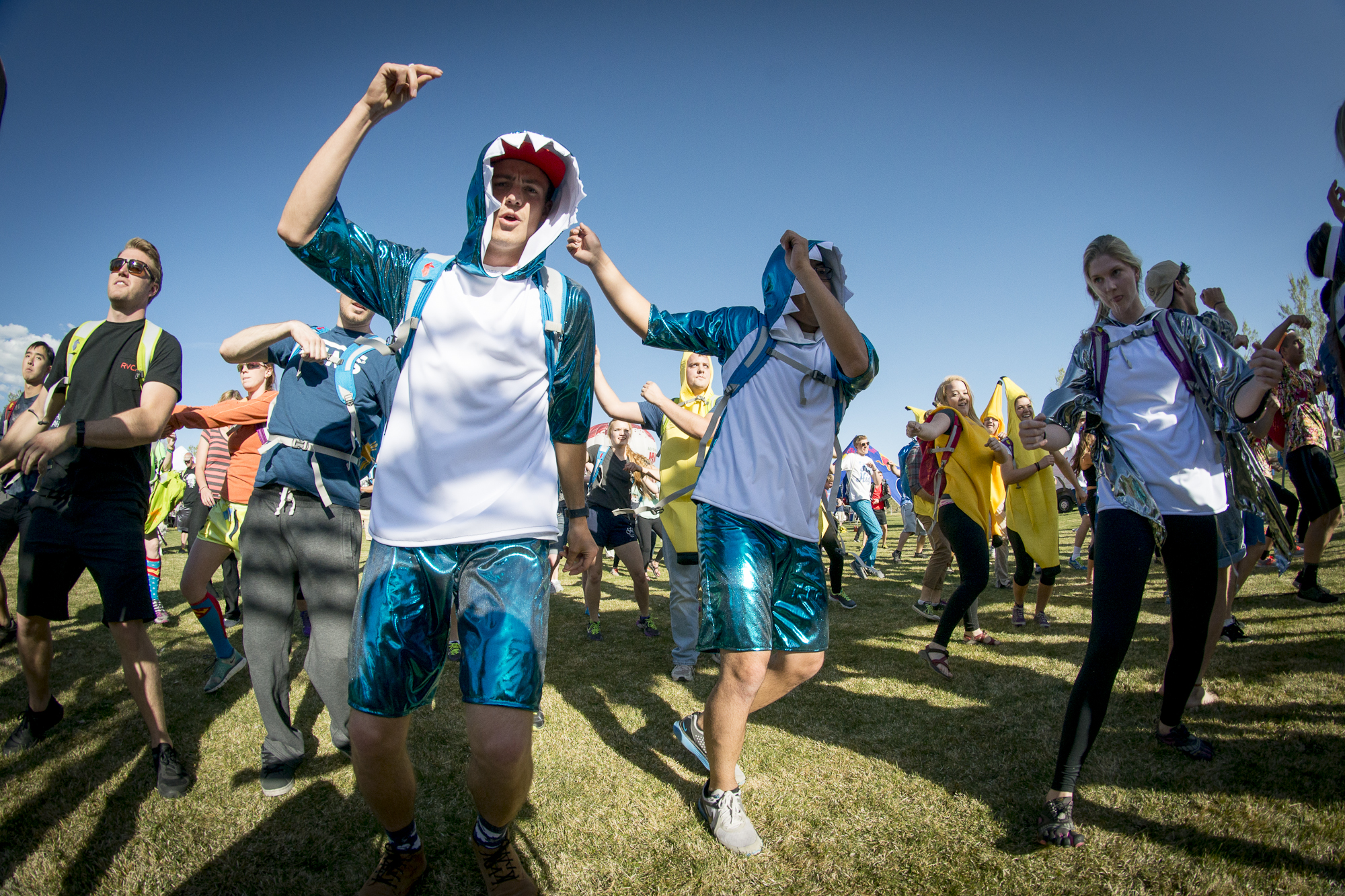 Students wearing costumes prepare to compete in the Questival. (Ethan White)