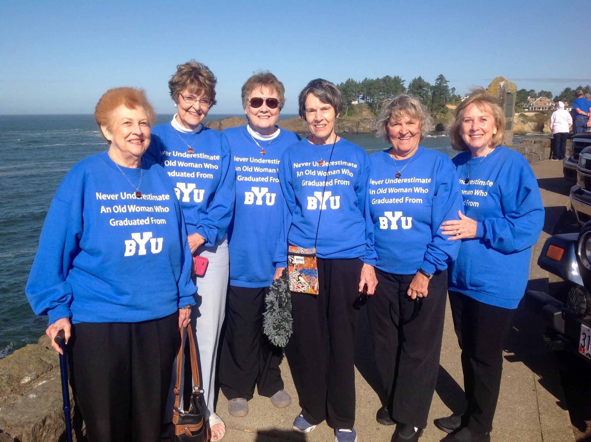 Kay Hansen, JoAnne Elmer, Betty Moody, Joan Davenport, Dorene Sheldon, and Sharon Senecal at Depoe Bay, Oregon on September 27, 2016.