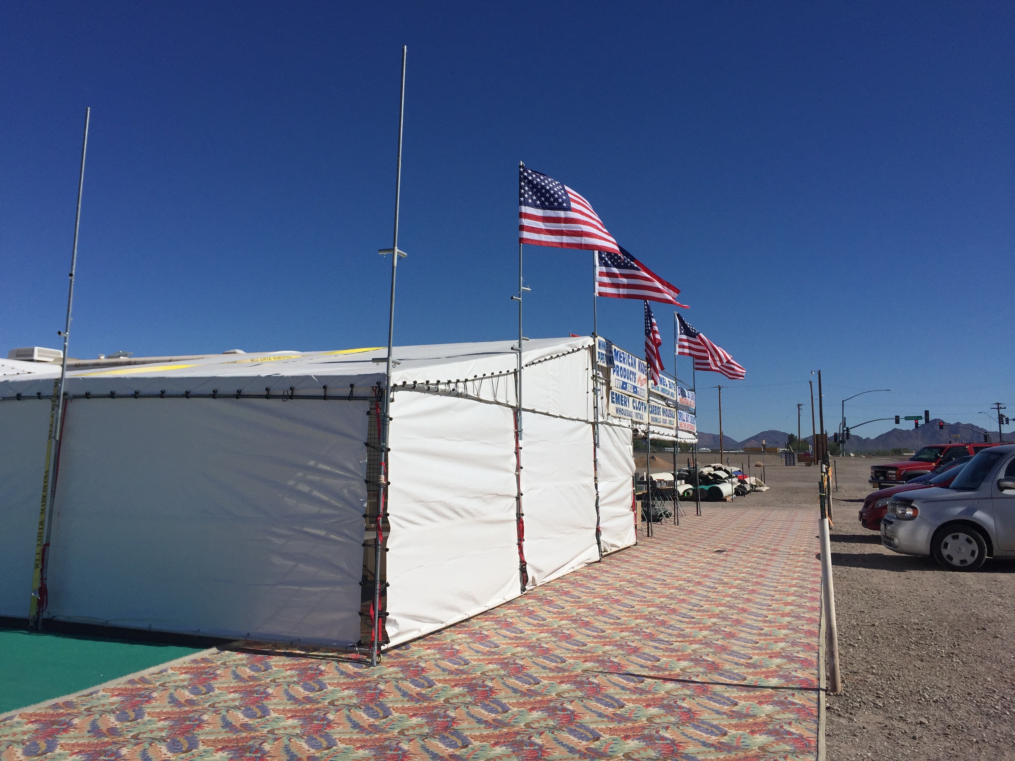 A vending tent at the flea market in Quartzite, AZ (Kelsey Robertson)