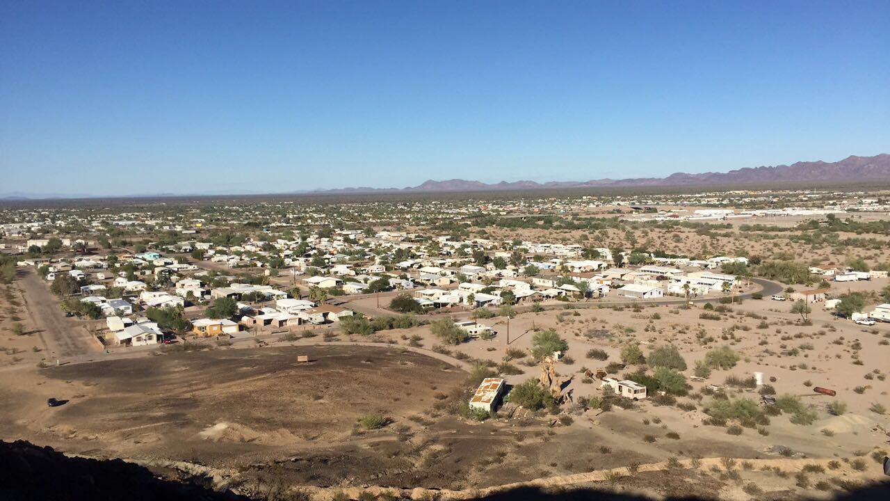 The view of Quartzsite from Q Mountain. There are 18 active members in the Quartzsite Branch during the summer season.