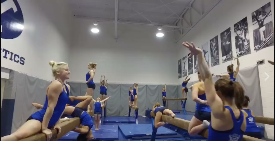 The BYU gymnastics team went viral after posting a mannequin challenge video. (Screenshot)