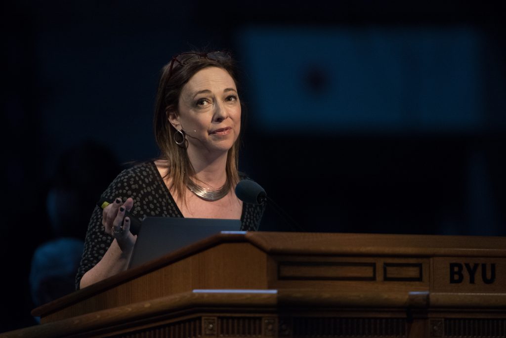 Susan Cain, best-selling author, speaks at BYU Forum to students on how to succeed with their own personality. (Ryan Turner)