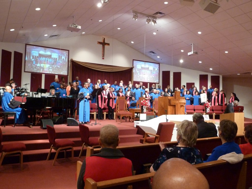 The Hilltop Choir and the Calvary Baptist Church Choir preformed at the Calvary Baptist Church's "Gospel Extravaganza" for a fundraiser for Crossroads Urban Center. (Photo courtesy of Wendy Stovall)