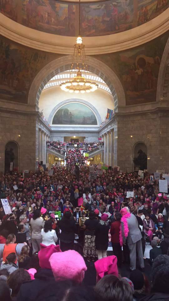 Participants flooded the Utah State Capitol building during the Women's March. (Photo courtesy of Carol Surveyor, a March organizer.)