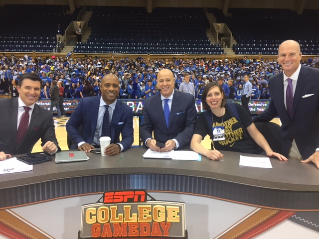 Melanie Pearson Day with the hosts of ESPN's College Game Day at Cameron Indoor Stadium. (Melanie Pearson Day)