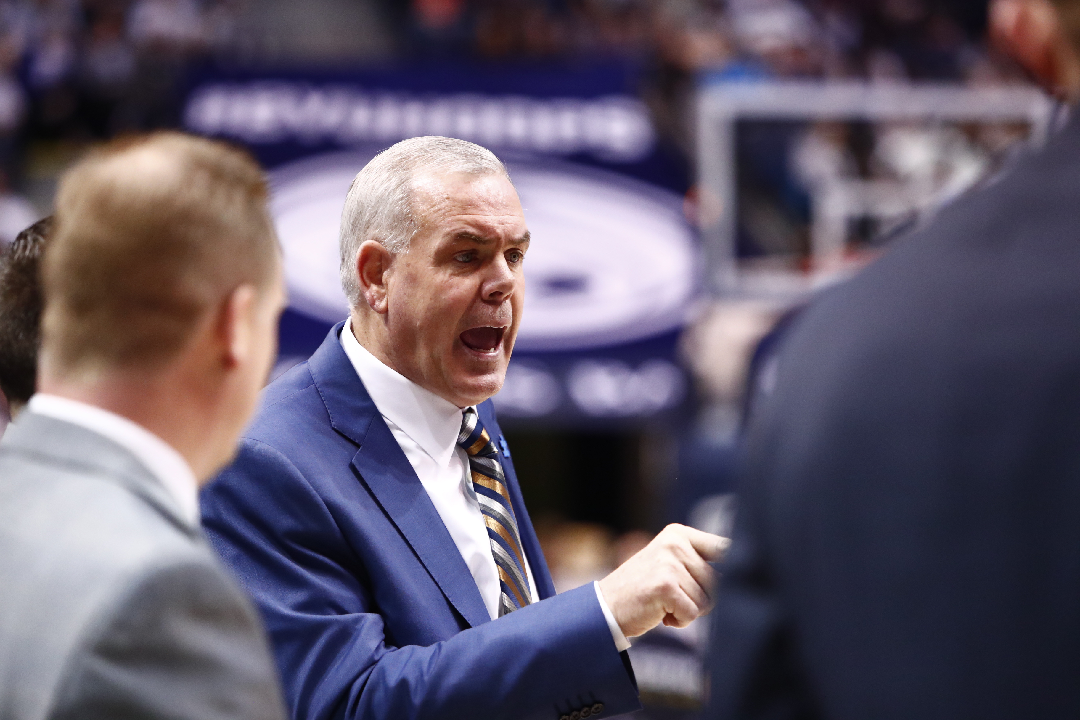 Dave Rose on the sidelines against Portland. Rose collected his 300th career victory on Saturday night. (BYU Photo)