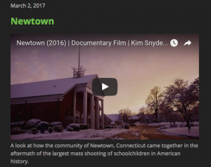 Newtown will be shown March 2 in the first floor HBLL auditorium. 