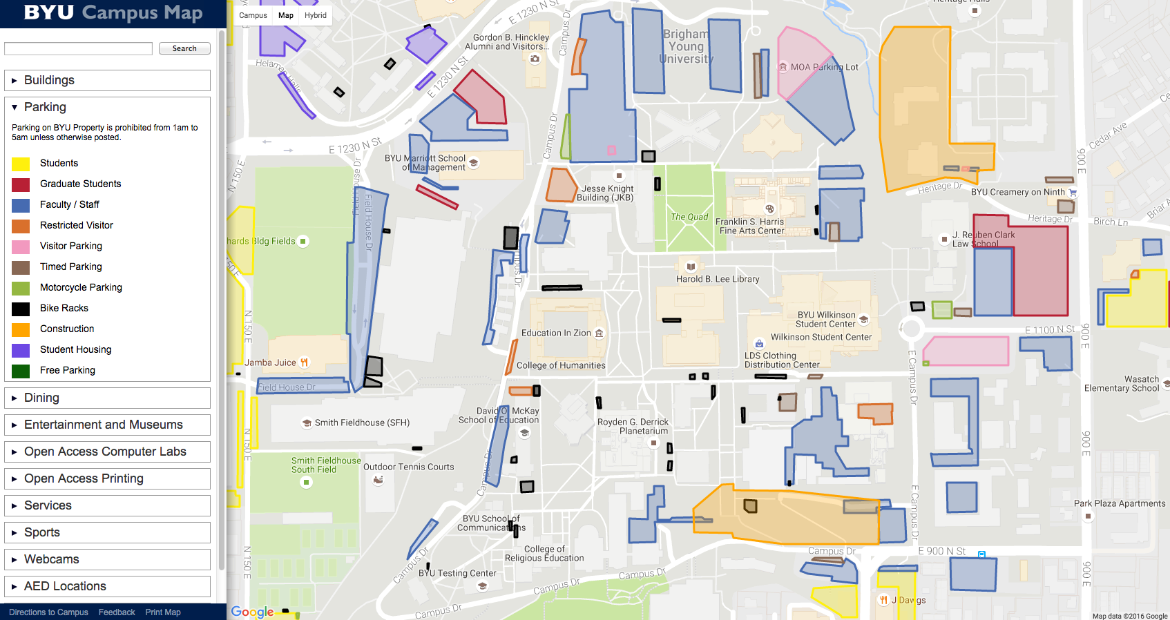 Byu Provo Campus Map
