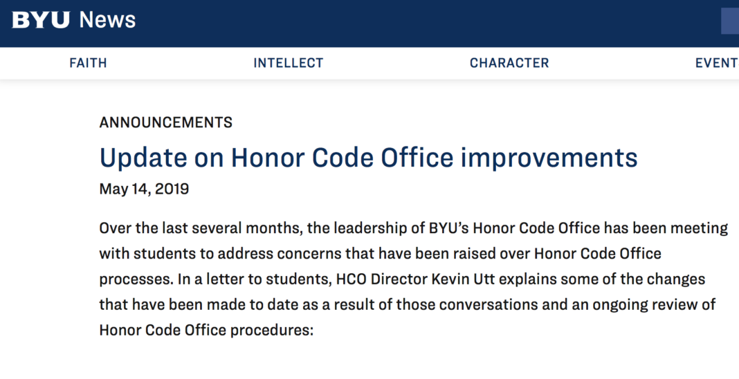 BYU announces changes in how students interact with Honor Code Office